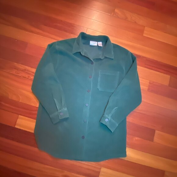 Ribbed Cotton Flannel size Medium Green - Picture 1 of 5
